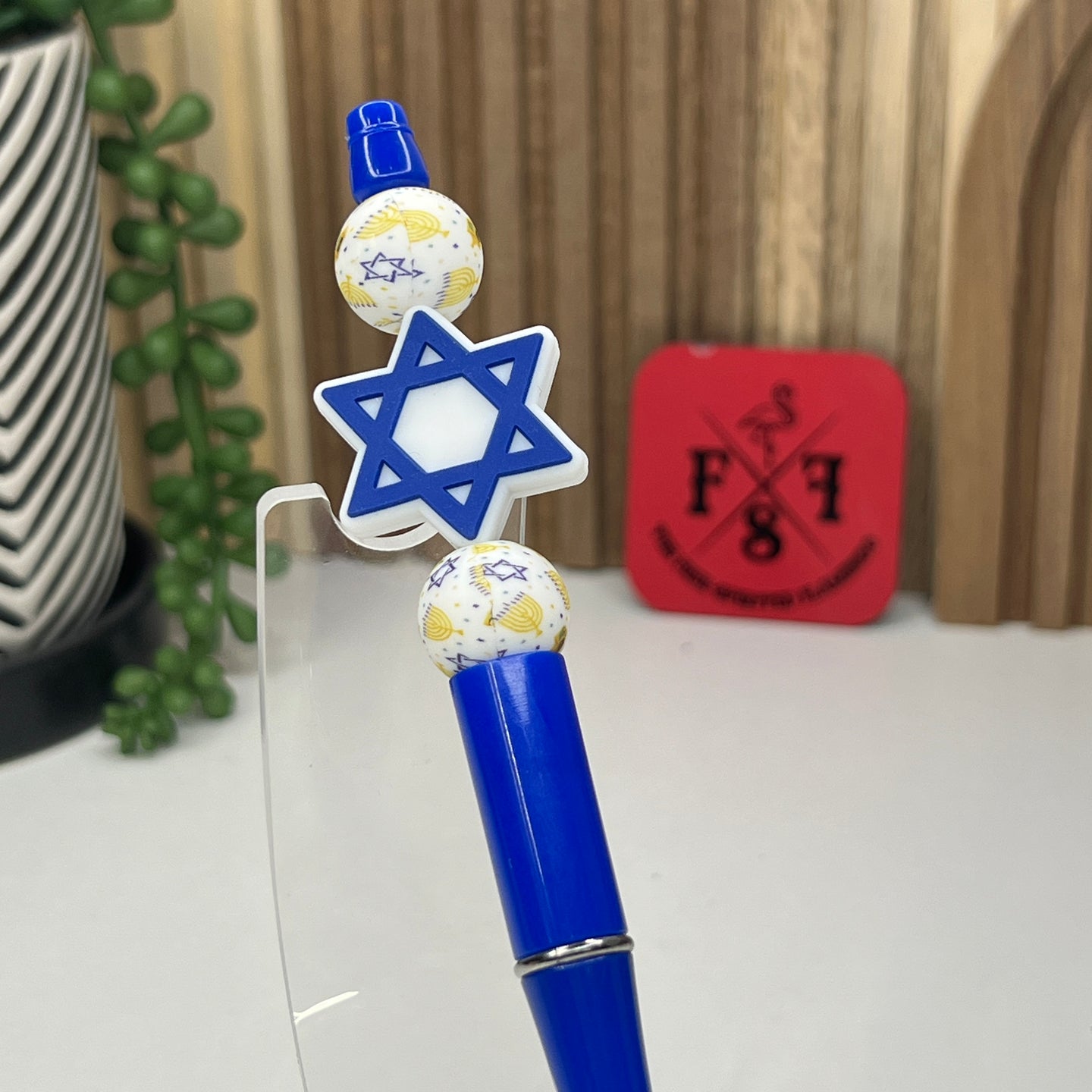 Star Of David Blue Plastic Pen